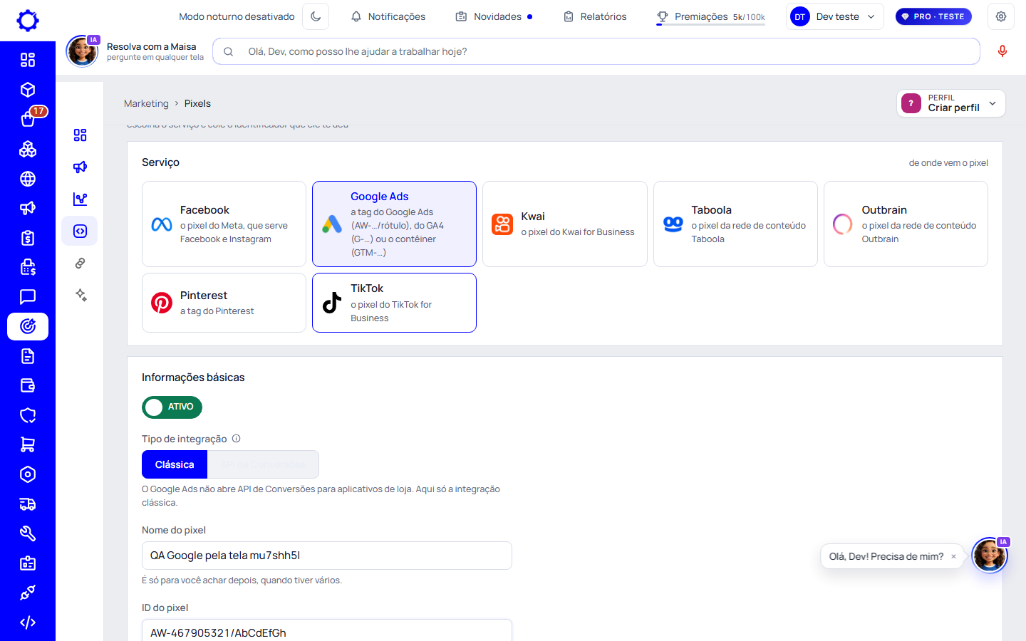 Passo 3: Preencha as informações básicas