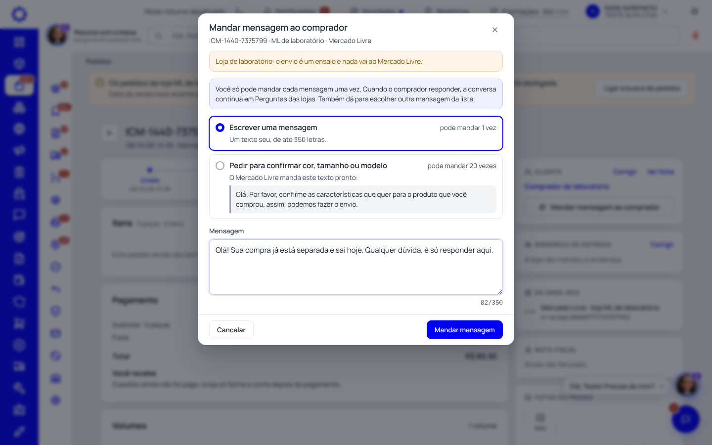 Passo 4: Mande a primeira mensagem ao comprador