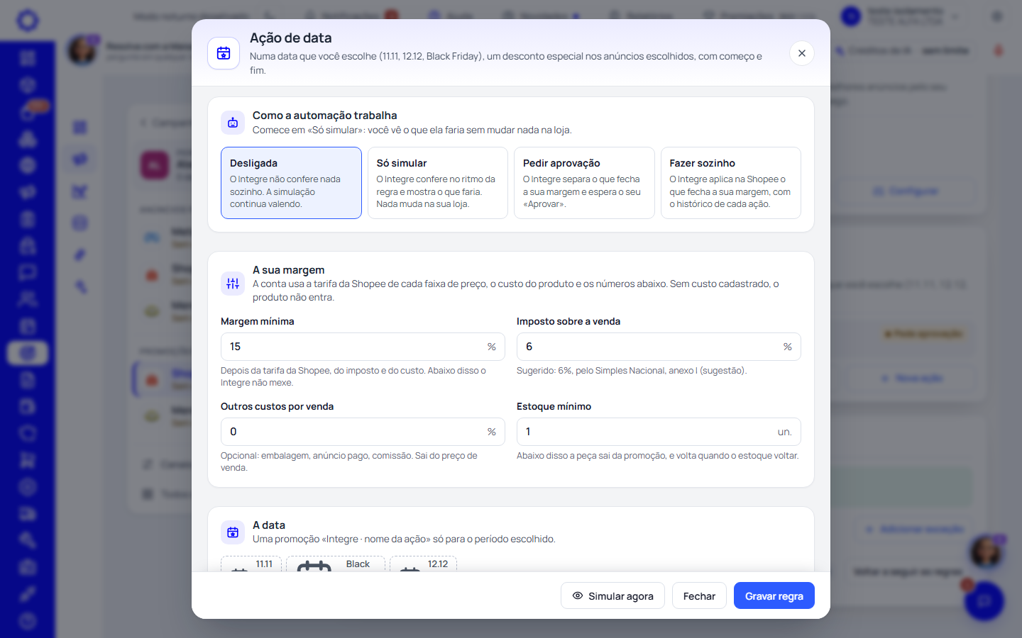 Passo 7: Ação de data