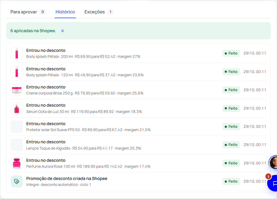 Passo 11: O histórico