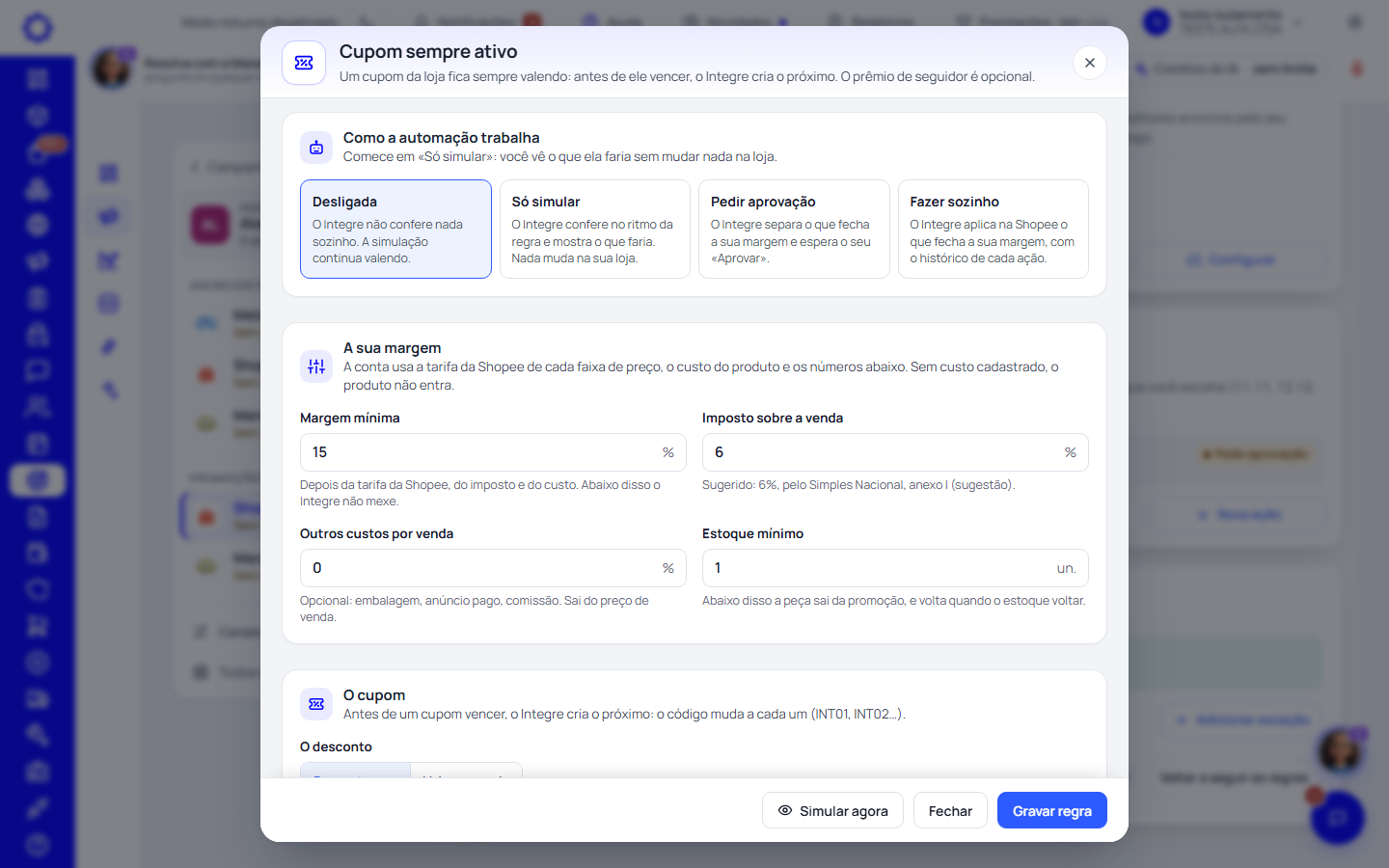 Passo 3: Clique em «Configurar» no cartão da automação