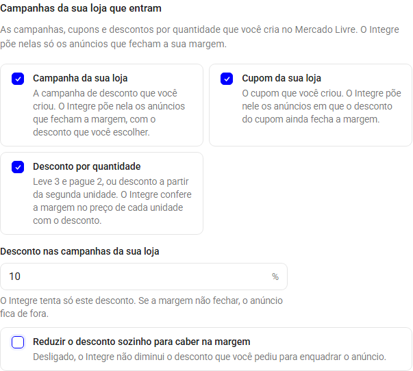 Passo 5: Marque as campanhas da sua loja que podem entrar
