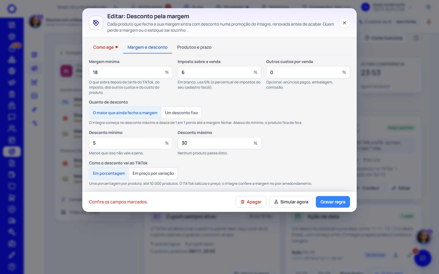 Passo 4: Diga a sua margem e o desconto