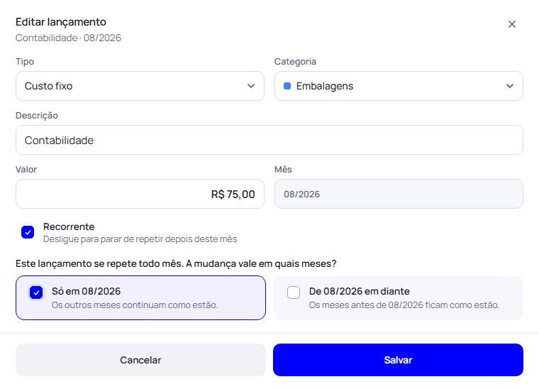 Passo 6: Editar ou apagar a conta que se repete