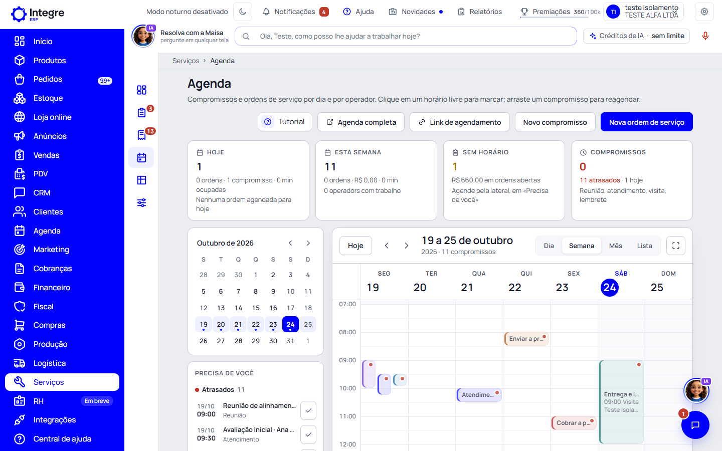 Passo 1: Escolha como ver a agenda