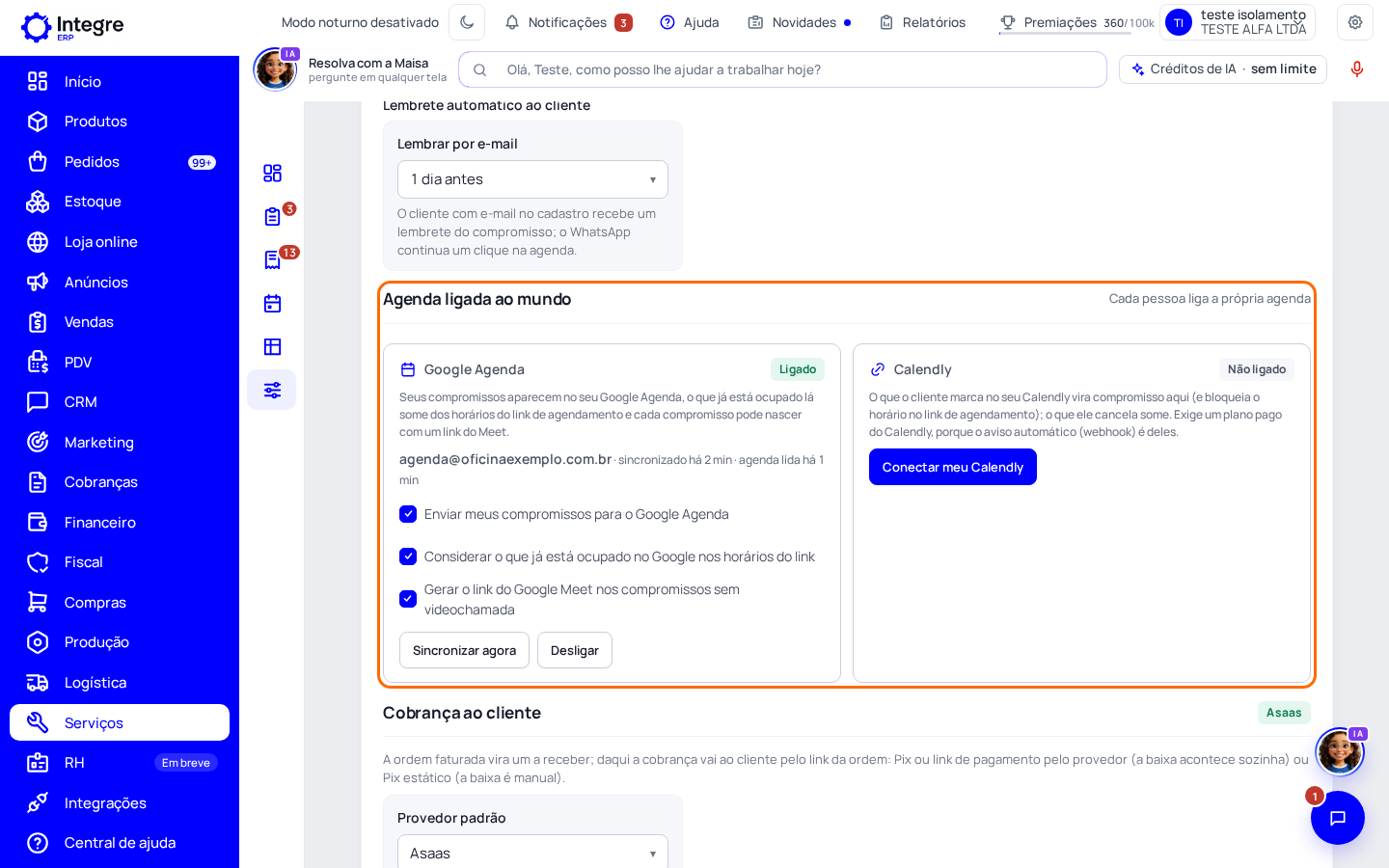 Passo 2: Ligue o Google Agenda
