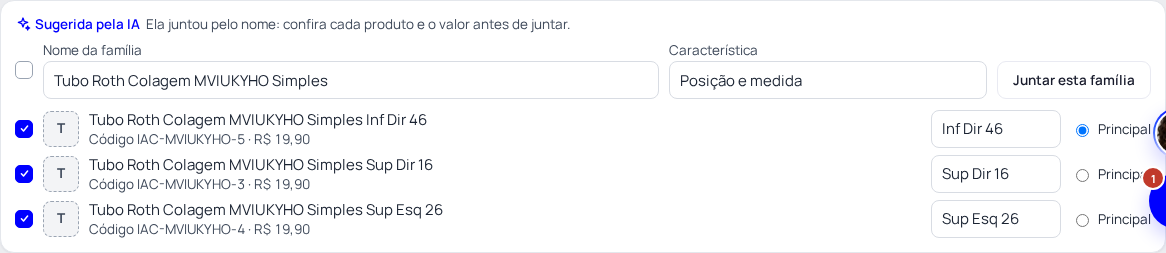 Passo 3: Junte as famílias que a IA achou