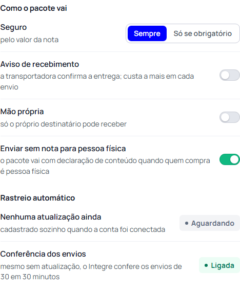 Passo 6: Diga como o pacote vai
