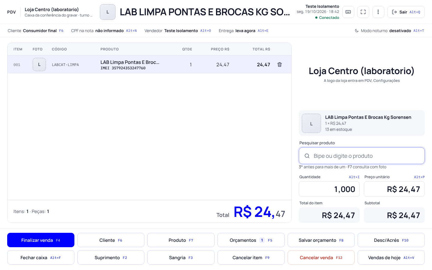 Passo 2: Bipe o IMEI no campo de bipar