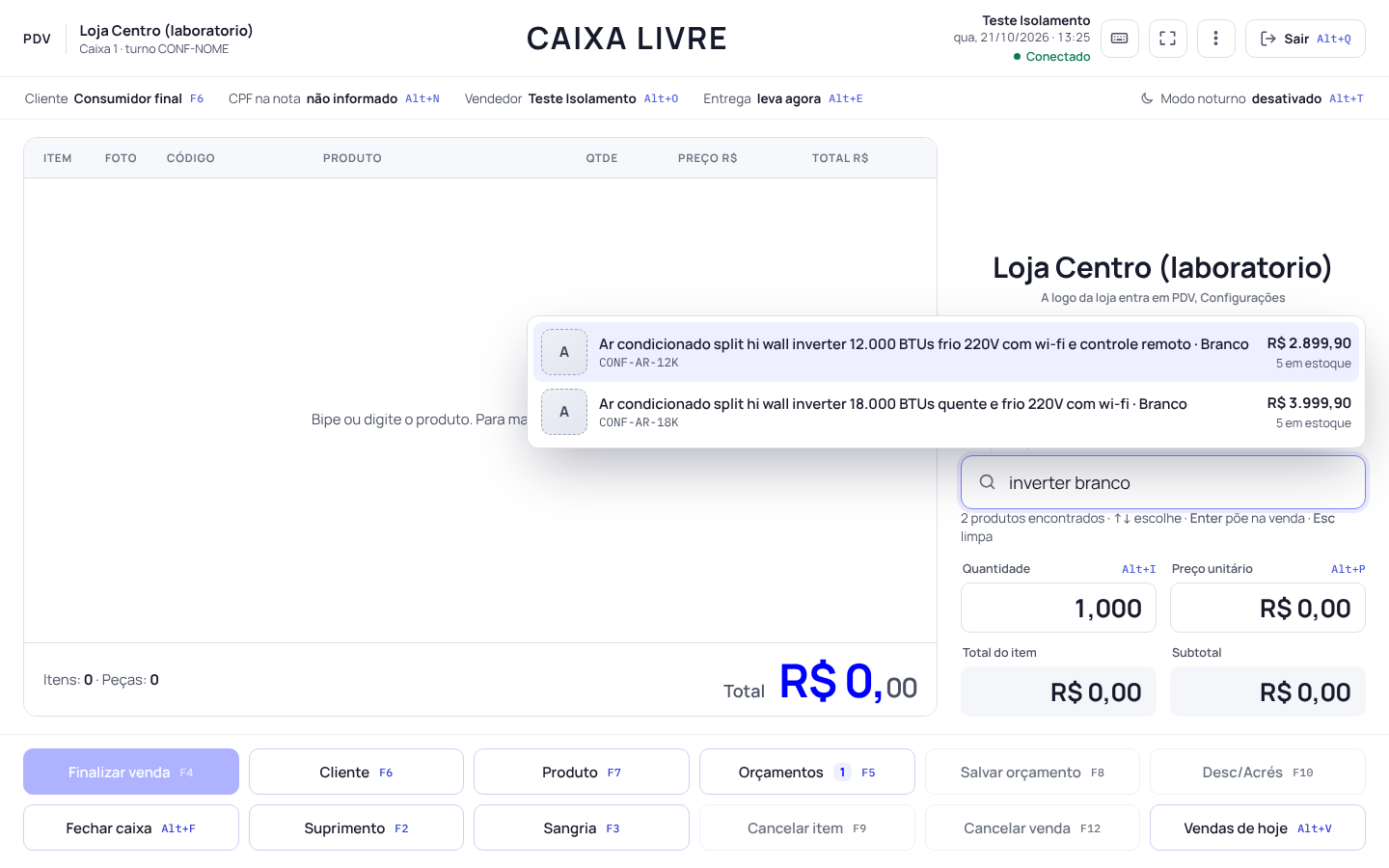 Passo 2: Bipe ou digite qualquer parte do nome