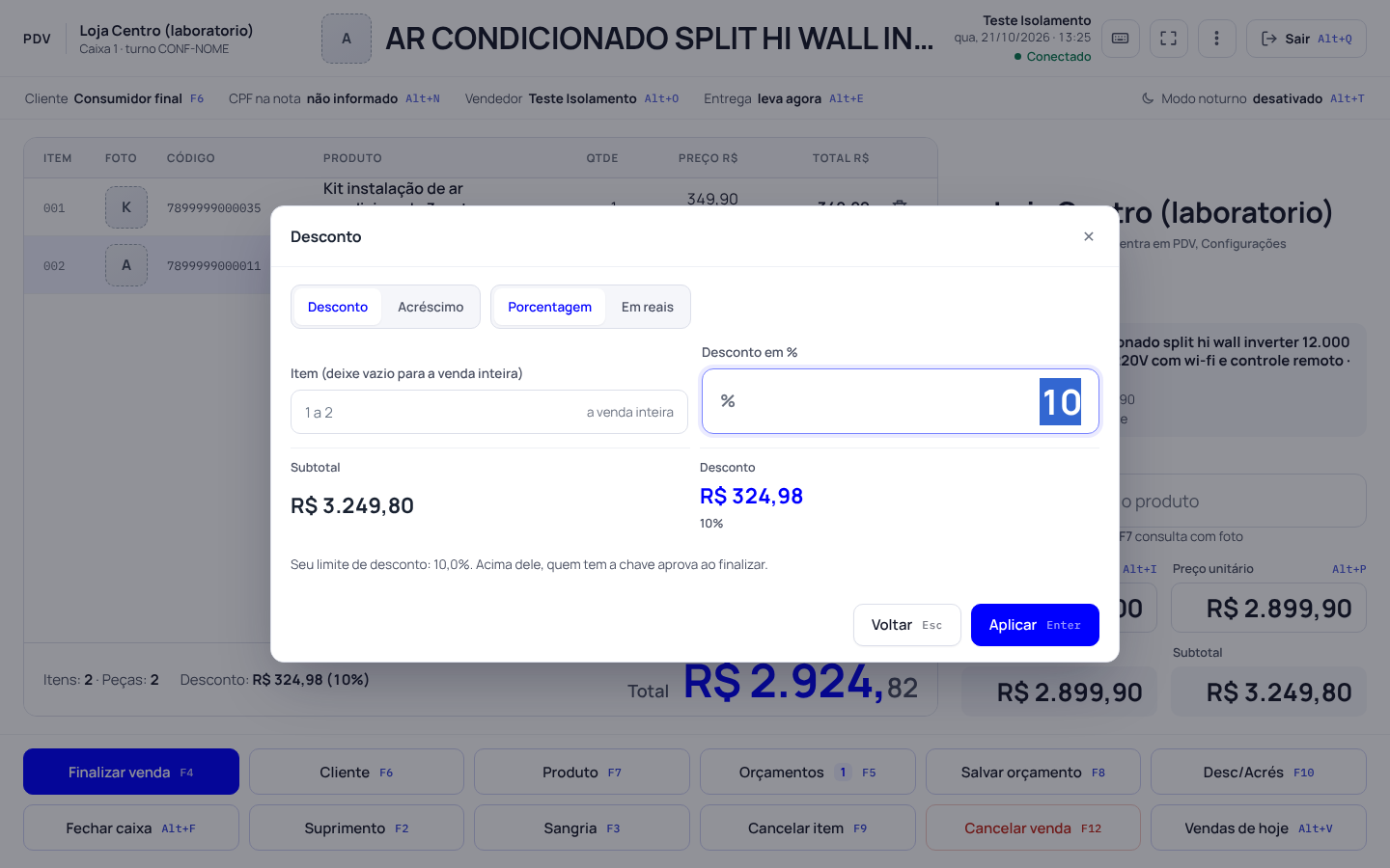 Passo 5: Dê o desconto no F10