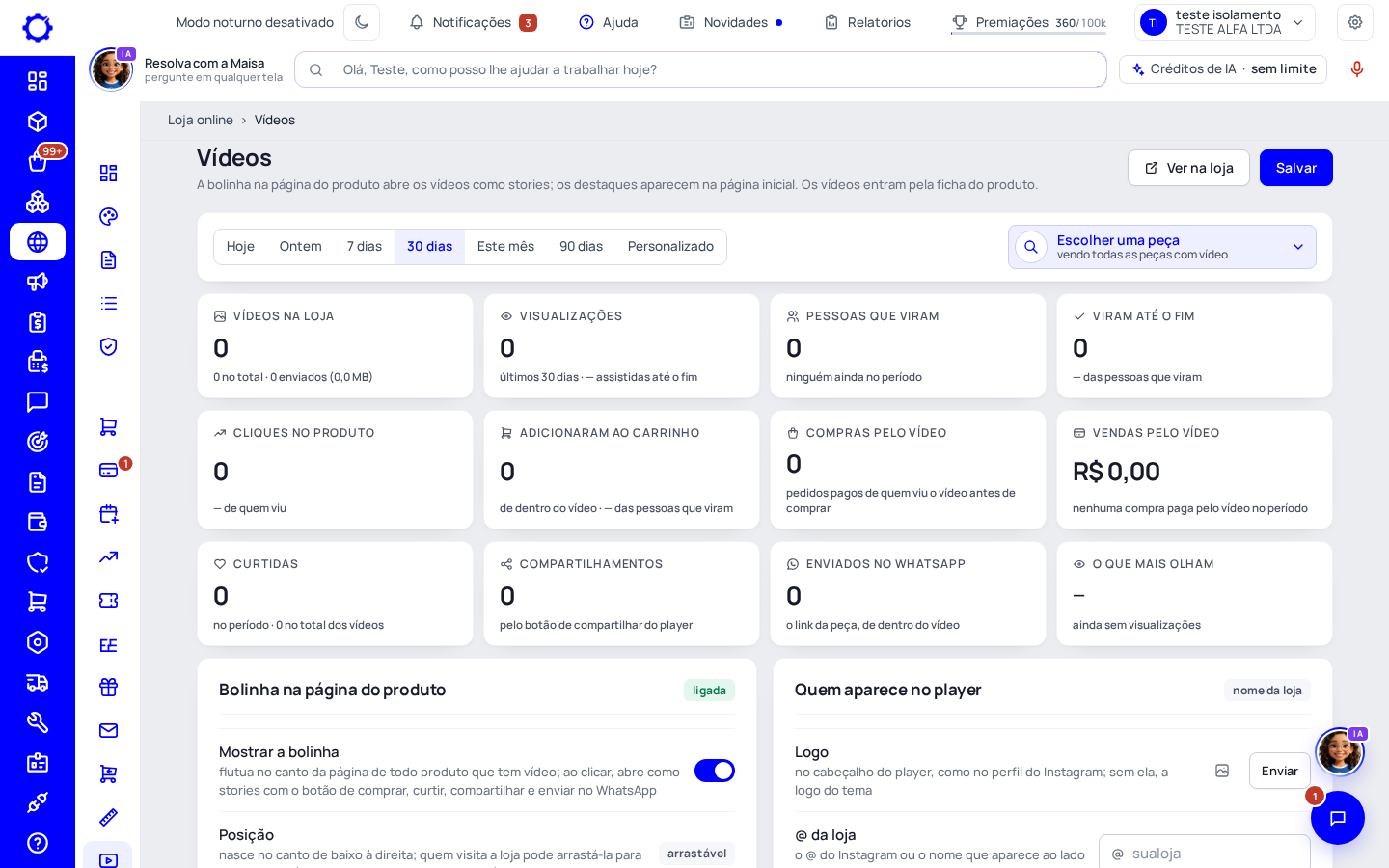 Passo 2: Configure a bolinha e o player