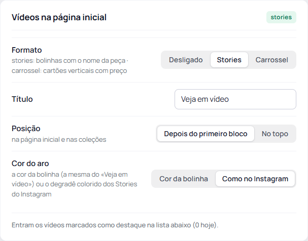 Passo 3: Escolha o formato e a cor do aro dos Stories