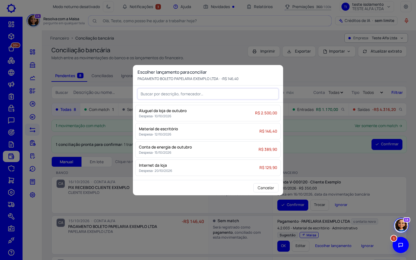 Passo 1: Clique em «Escolher lançamento»