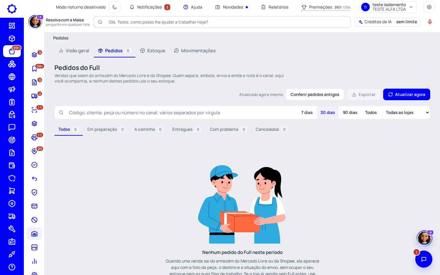 Passo 3: Acompanhe os pedidos do Full