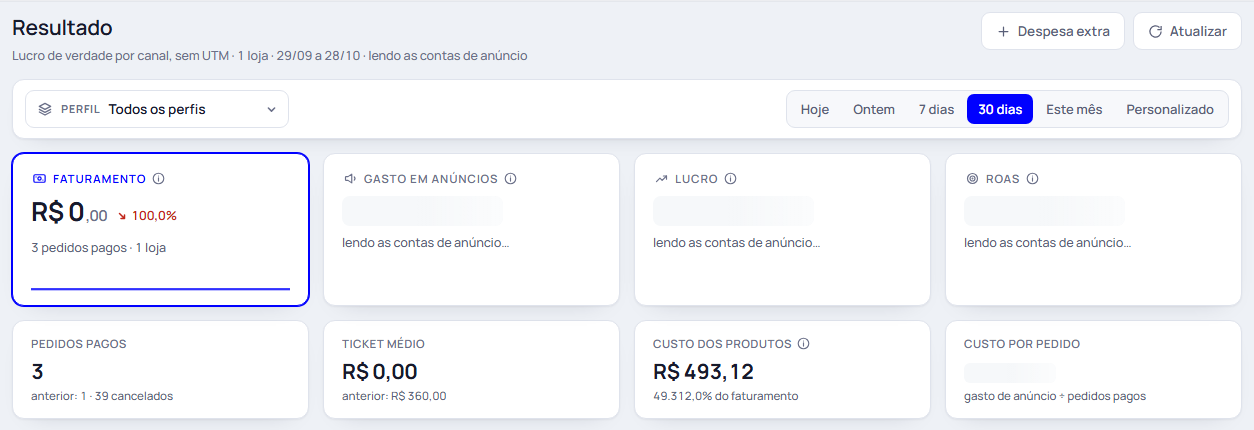 Passo 2: A venda aparece primeiro