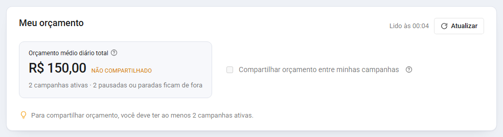 Passo 6: Confira «Meu orçamento»